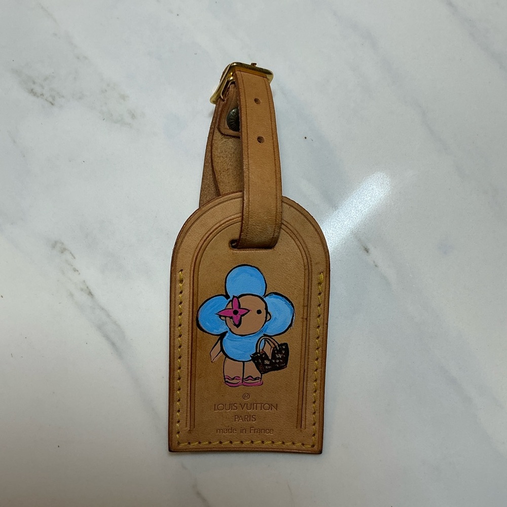 Louis Vuitton Luggage Tag with Handpainted Design.